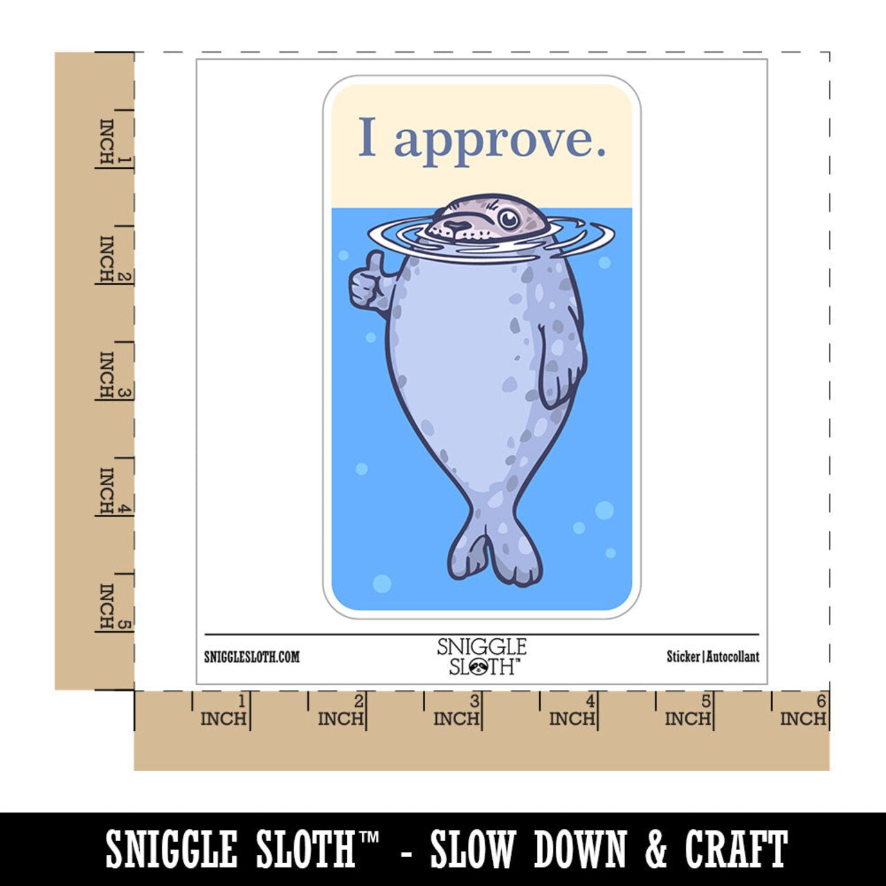Water Bottle Sticker Set I Approve Seal In Water Thumbs Up Cute Waterproof Vinyl Stickers Pack Decal, Skateboard, Laptop, Car, Window, Bumper - 5 Pack